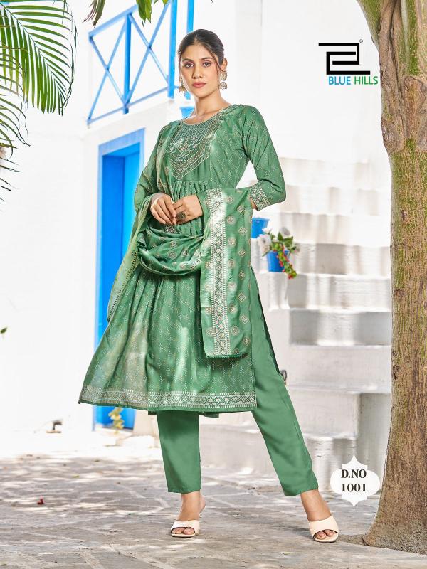 Blue Hills Festival Night Rayon Kurti With Dupatta Collection